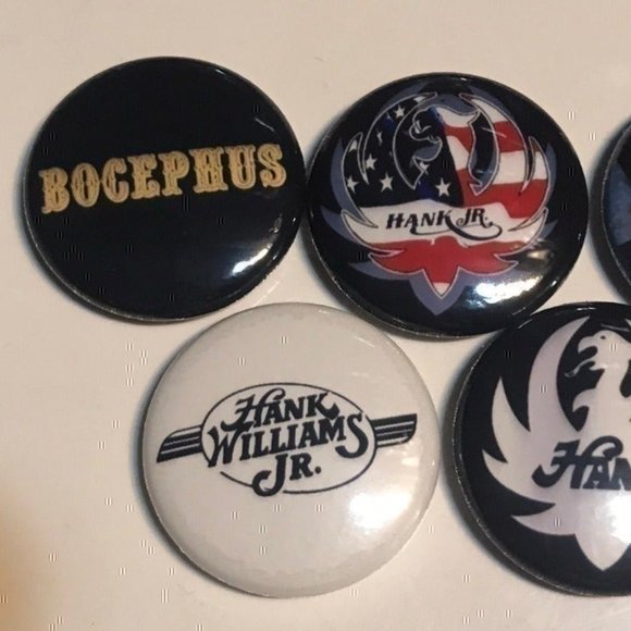 5 Hank Williams Jr Button Badge Set - Picture 3 of 6